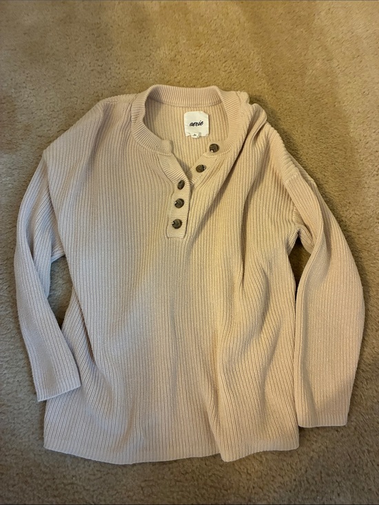 aerie Tops - aerie women’s  Beige Ribbed Henley Sweater
